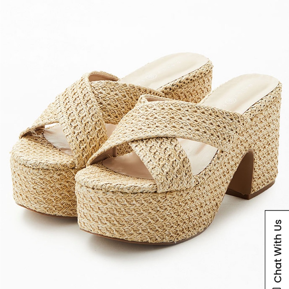 BRAND NEW Pacsun Rattan Platform Mule Sandals